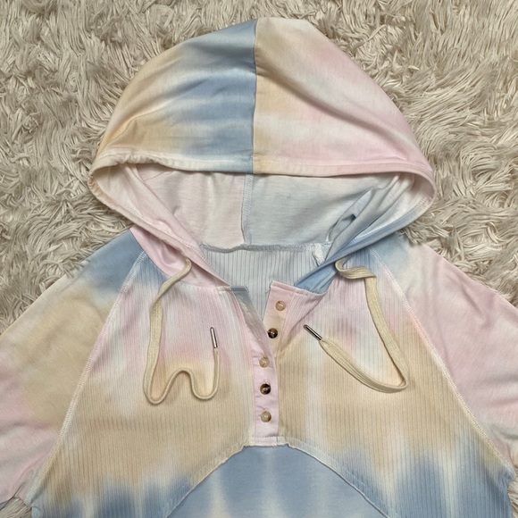 Boutique Tie Dye Hooded Top 💗 Pink Blue Yellow & White - Picture 5 of 14